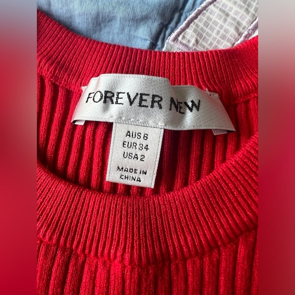 Forever New Womens Red Ruffle Cleo Mini Knit Christmas Holiday Party Dress 2 - Picture 4 of 14